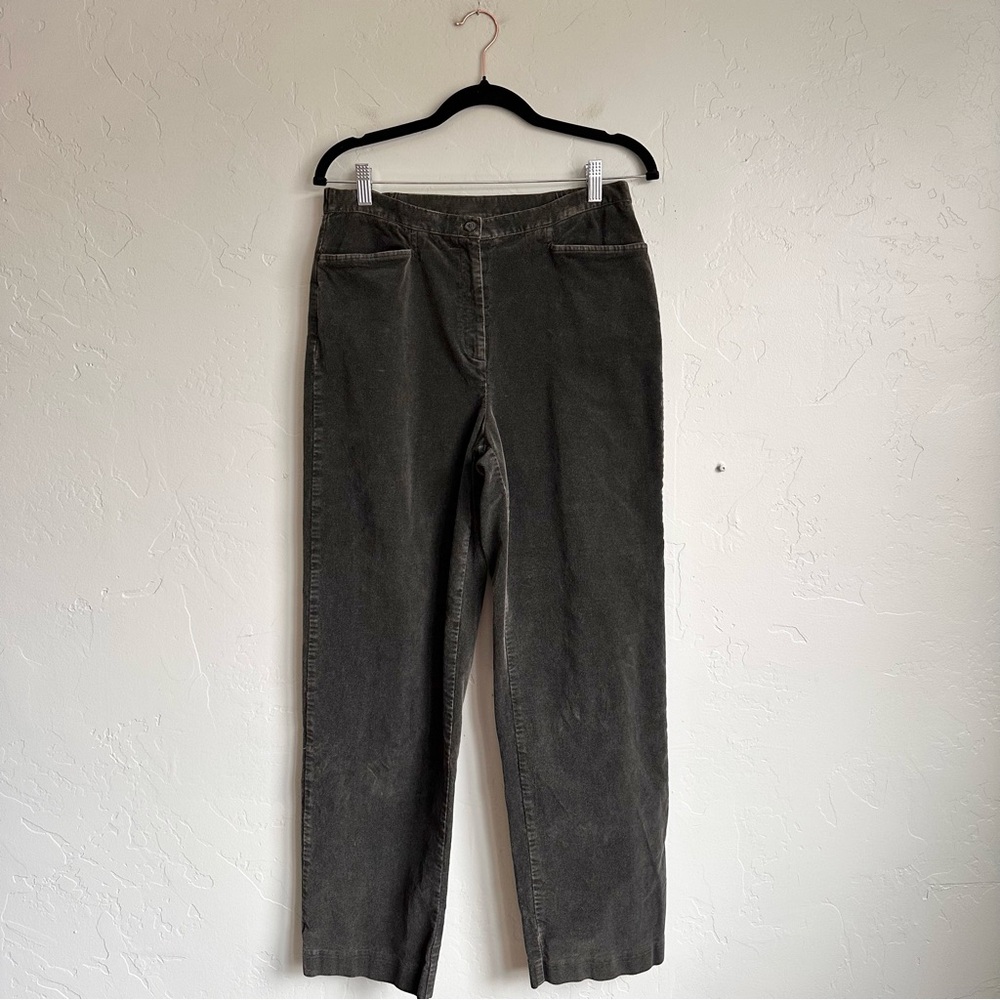 JM Collection Women’s Straight Leg Pants Corduroy Pants Slate Green Size 10 EUC